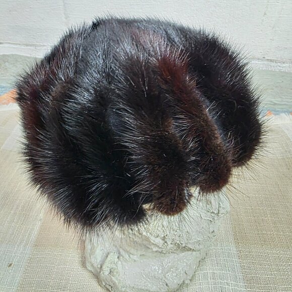 True Vintage Mobwife Skibunny Poetcore Operacore Preppy Black Fur Beret Cap Hat main image 4